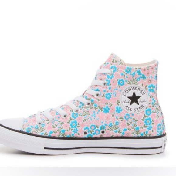 Converse Shoes - Converse High Top Floral Sneakers - Pink & Blue